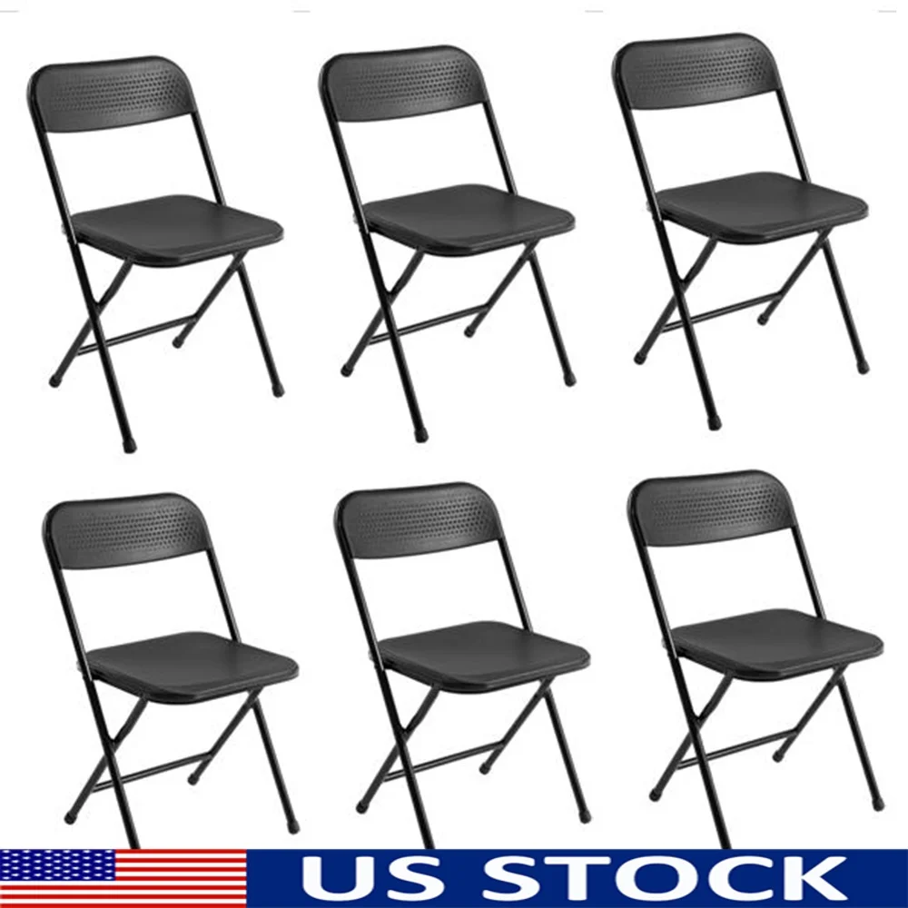 

6 Pack Folding Chairs Lightweight Steel Frame Easy Storage Non-Marring Caps Easy Clean Resin Seat Comfortable Indoor Outdoor Use