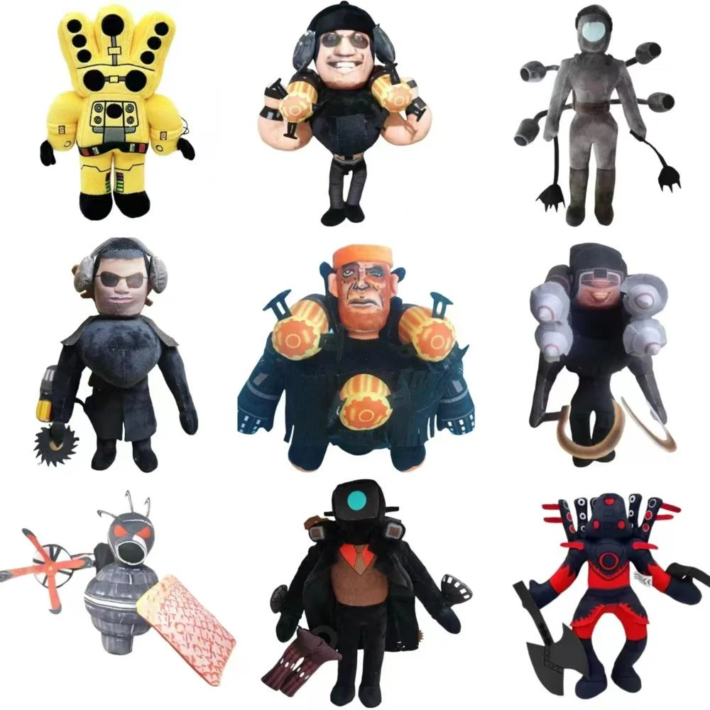 1-8pcs Skibidi Toilet Plush Titans Cameraman TV Man Drill Man Titans Speakerman Drillman Speaker Doll Soft Toy Stuffed Animal