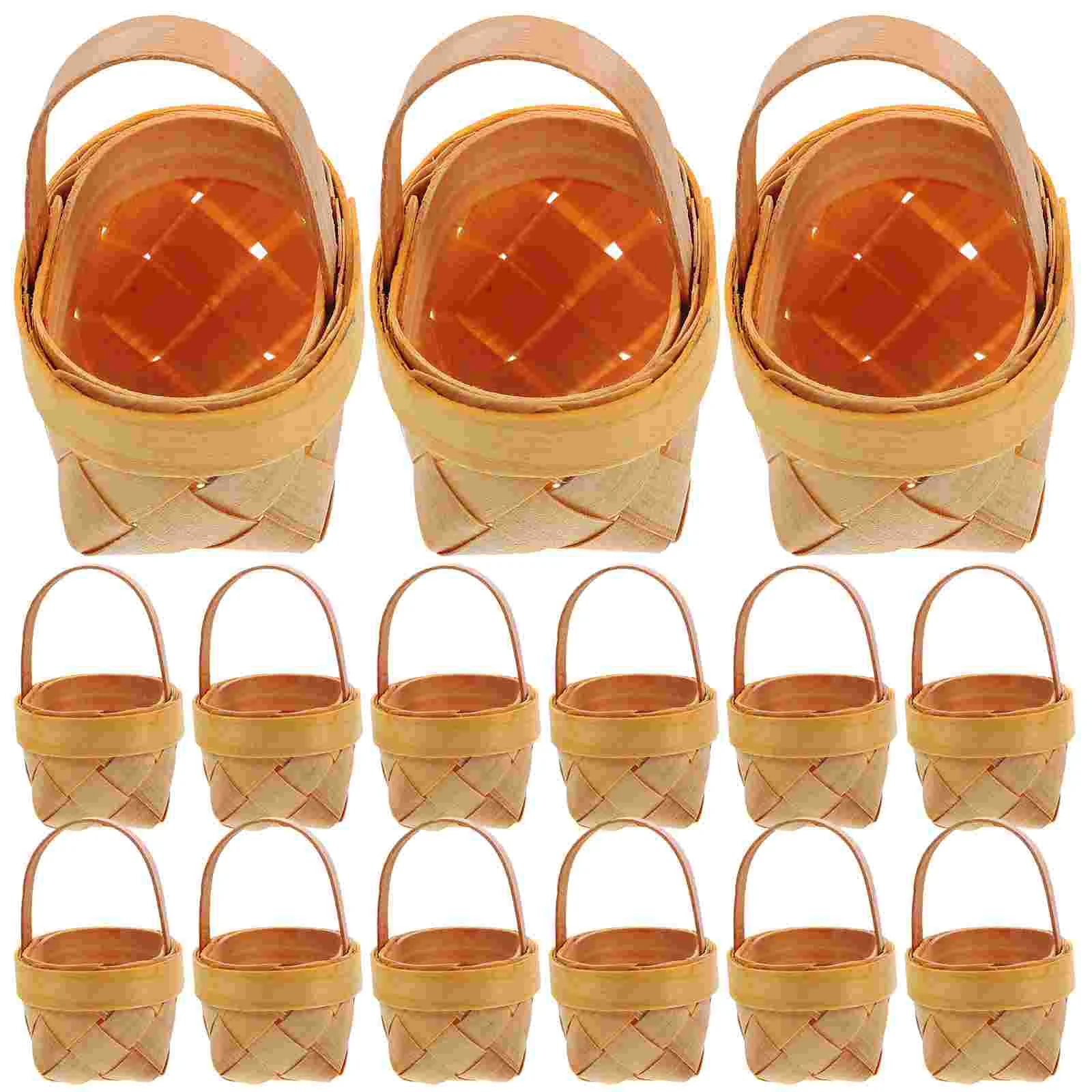 15 Pcs Mini Wood Chip Basket Handwoven Candy Storage ganizer Party Favors Holder Rustic Decorative Container For Chocolate