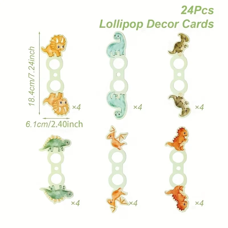 24 Tarjetas de Papel con Diseño de Dinosaurios en Acuarela, Etiquetas Bonitas para Dulces con Temática de Dinosaurios Jurásicos para Decoración de Fiestas de Cumpleaños