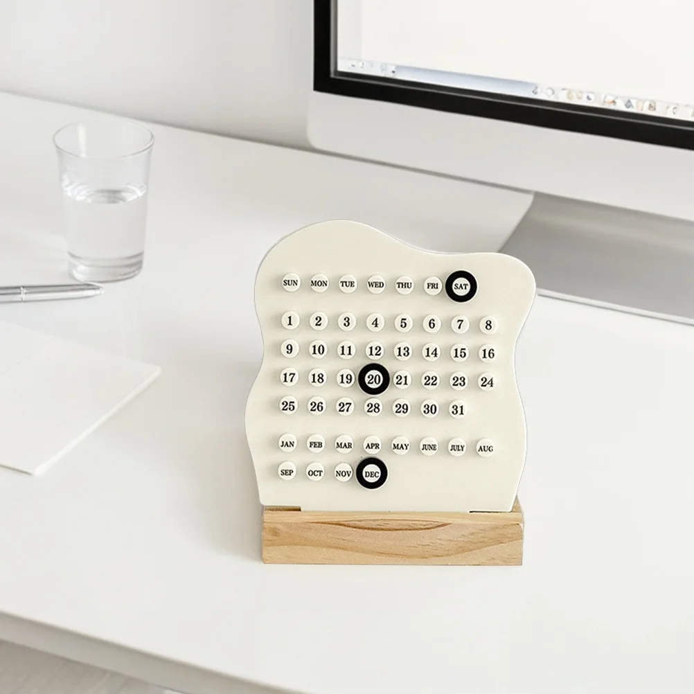 

Perpetual Desk Calendar Wood Crafted Minimalist Date Tracker for Office Workspace Home Decor Functional Desktop Accessory