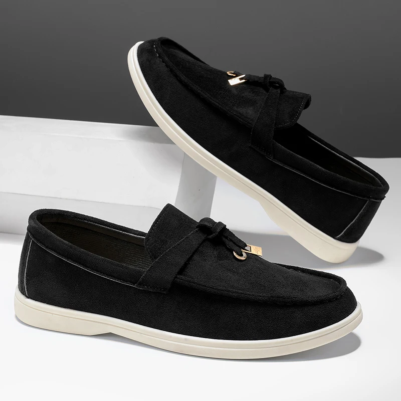 أزياء الجلد المدبوغ الرجال عارضة أحذية القيادة أحذية مريحة الانزلاق على رجل المتسكعون تنفس خفيفة الوزن المشي الأخفاف المسطحة