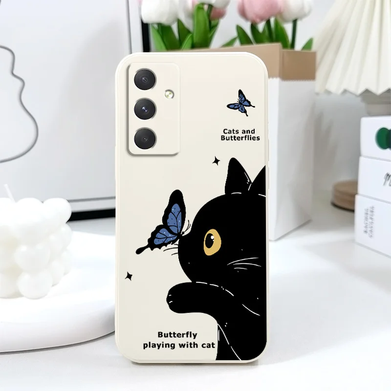 Cat Butterfly Phone Case For Samsung A56 A55 A36 A35 A26 A25 A15 A17 A16 A07 A06 A05 A05S A54 A34 A24 A14 A04 A04S A04E 5G Cover