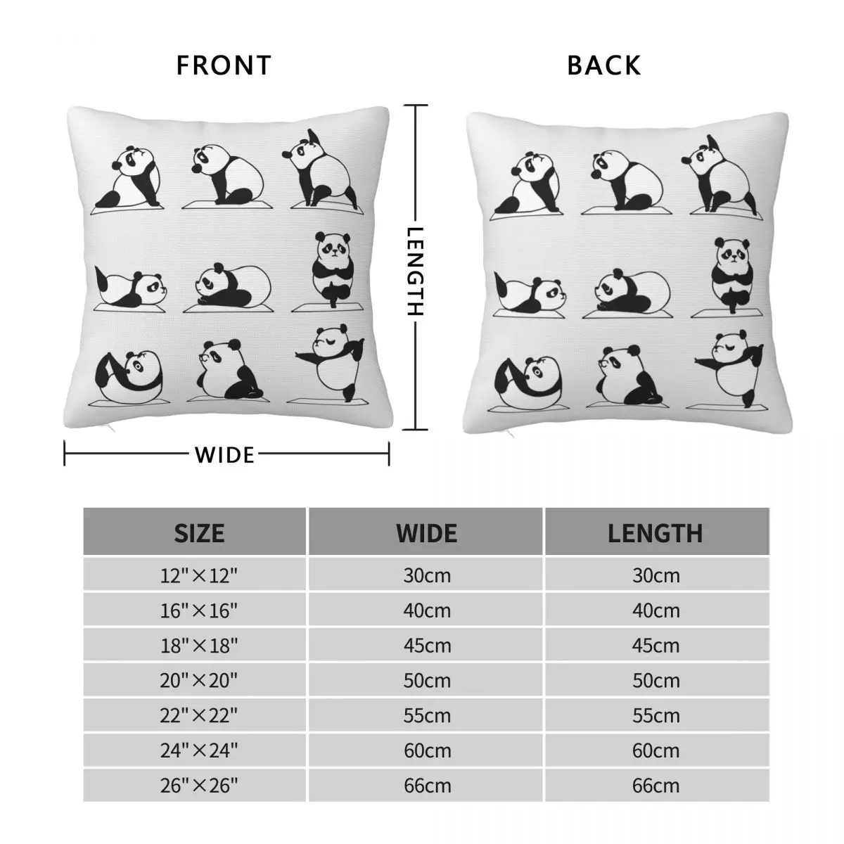 Panda Yoga Namaste Workout Square Pillowcase Polyester Linen Velvet Pattern Decorative Pillow Case Bed Cushion Case Wholesale