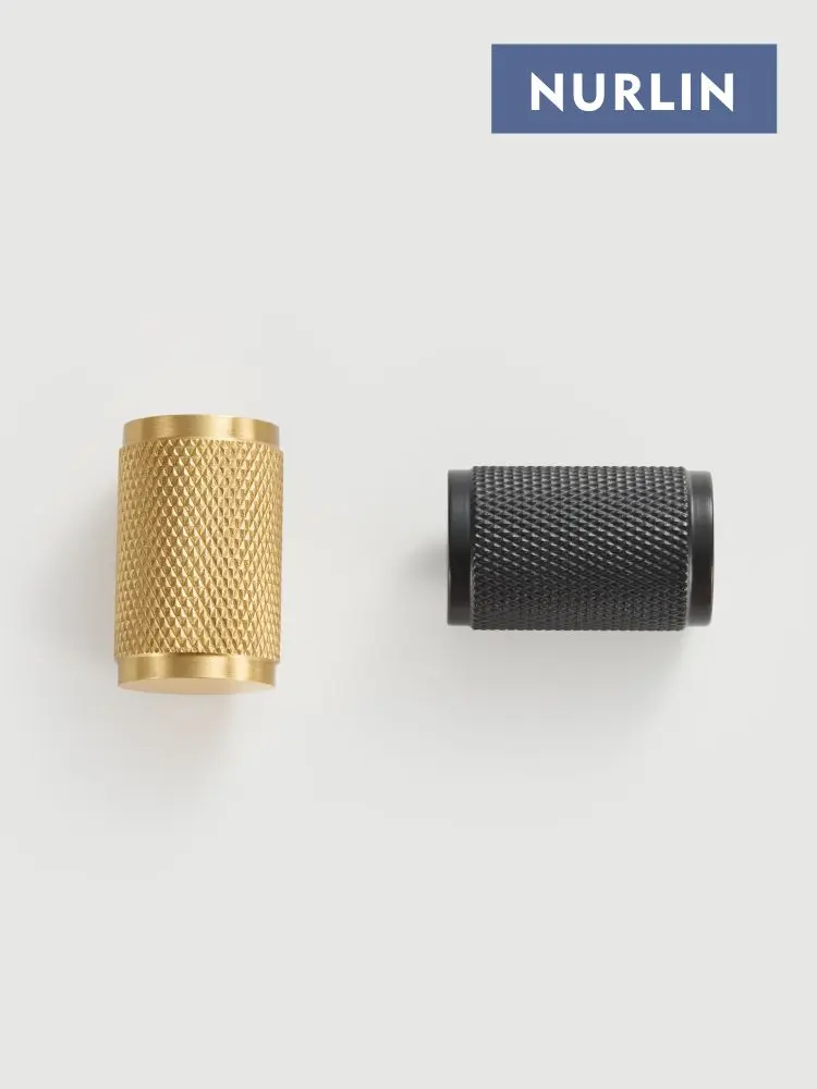 Nurlin Brass Diamond-cut Cross Knurl Pattern Gold Black Cabinet Handles Wardrobe Pull T-bar Knobs 500mm Long Available Kitchen
