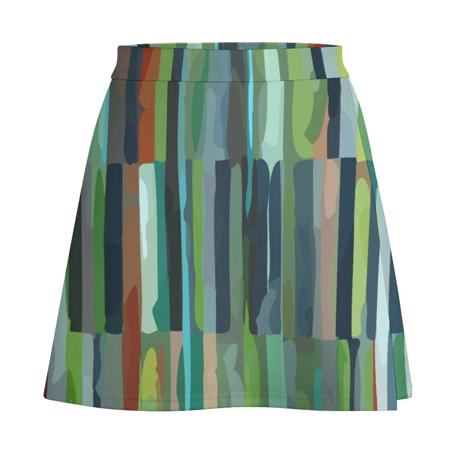 Green Etchnic Scandinavian Vertical Line Mini Skirt rave outfits for women extreme mini dress Mini Skirt