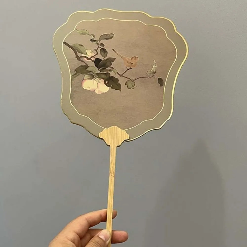 Bamboo Frame Chinese-Style Hand Fan Double Sided with Tassel Retro Handheld Fan Decoration Cardboard Fan Dance Fan Dance Props