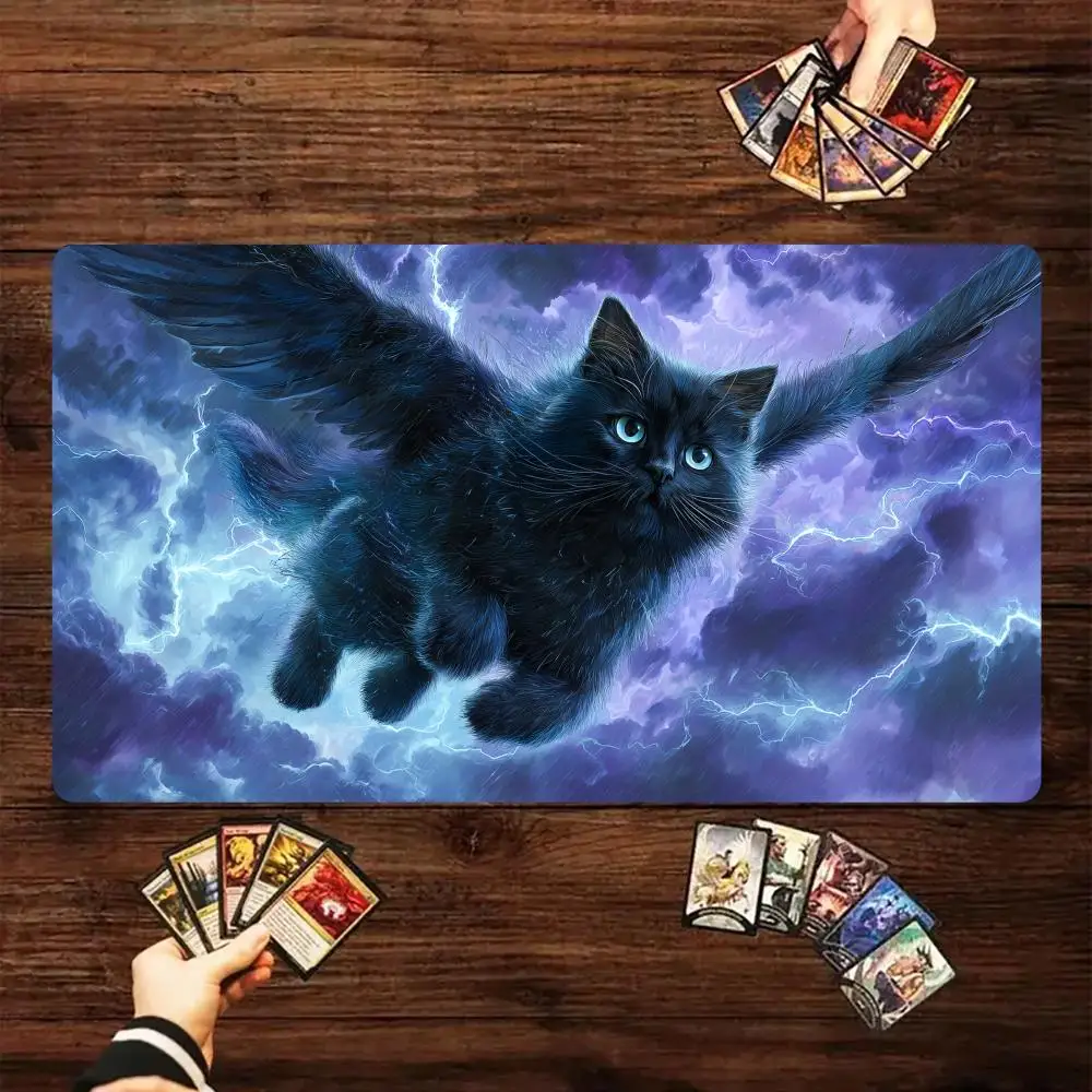 

Fantasy Flying Black Cat Magic Card Battle Mat MTG Playmat Anti-slip Base 35X60CM gathering gaming mats Board Game Mat for TCG