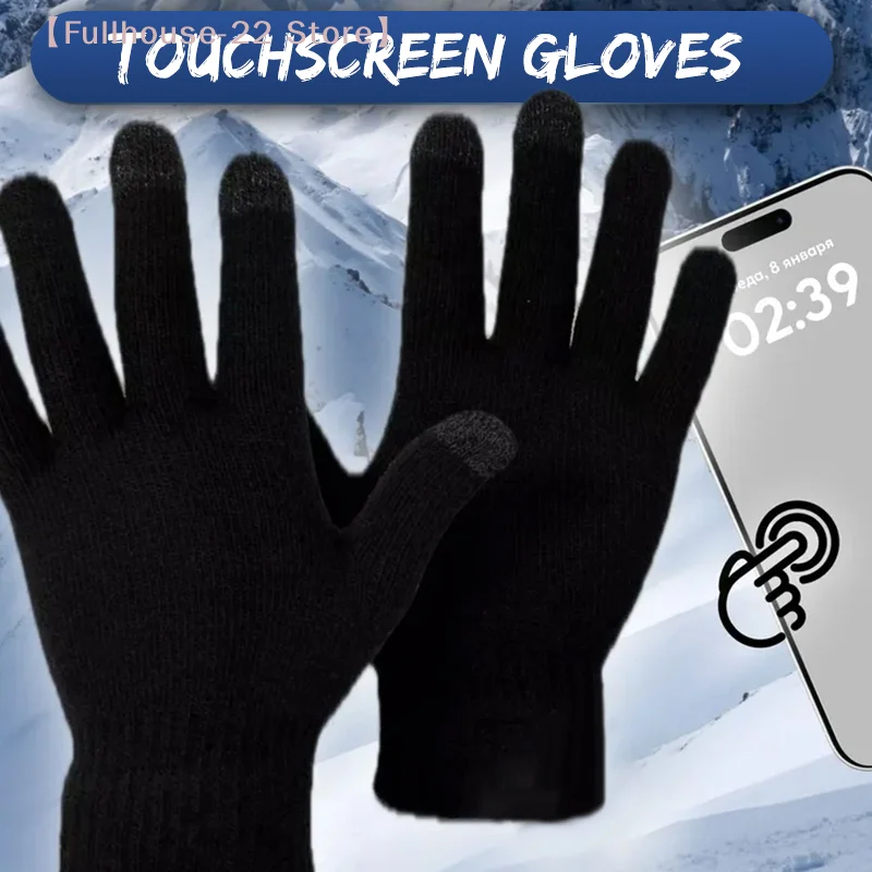 【MAX-22】Verdickte gestrickte Touchscreen-Handschuhe für Herren für den Winter, zum Radfahren im Freien, zum Schutz vor Kälte und für Wärme