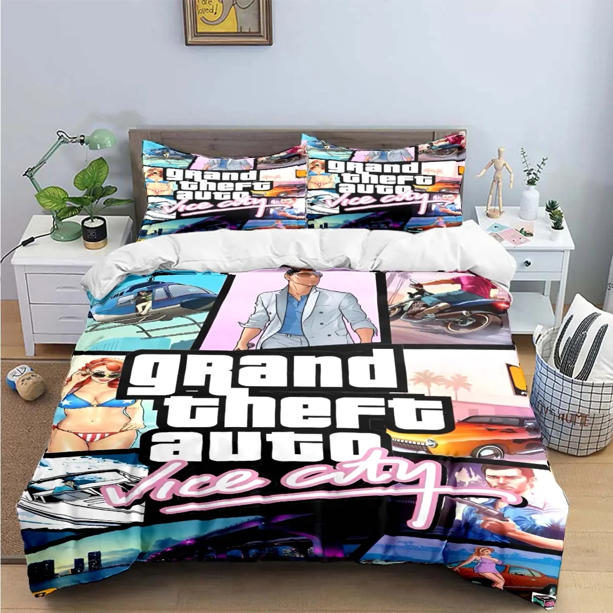 Fashion Classic Exciting Game G-GTA Print Bedding Sets Bed Supplies Set Duvet Cover Bed Comforter Set Bedding Set Luxury Gift