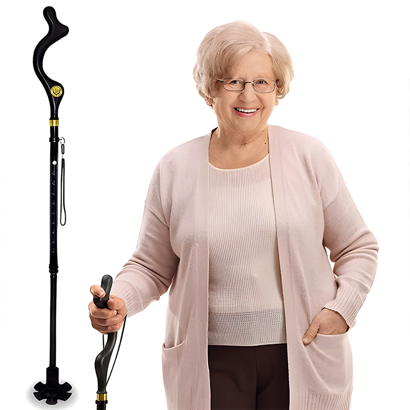 Foldable Walking Cane for Men Women Seniors Self Standing Folding Cane Height Adjustable Walking Stick Elderly Mobility Aid