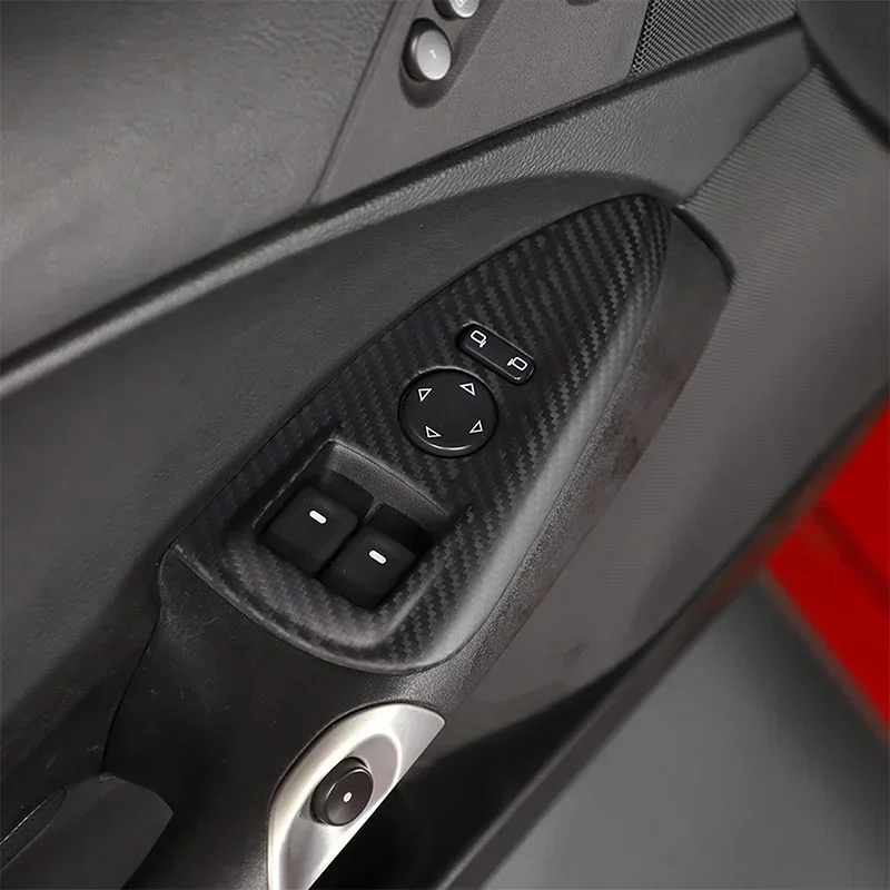 

2Pcs Real carbon fiber For Chevrolet Corvette C6 2005-2013 Car Glass Lift Switch Button Frame Sticker Car Interior Accessories