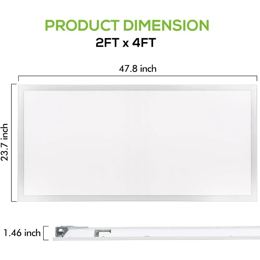 6 pacotes de luz troffer de tela plana LED de 2x4 pés, 40/50/60W, luzes de escritório de teto selecionáveis CCT, 115LM/W, 0-10V regulável