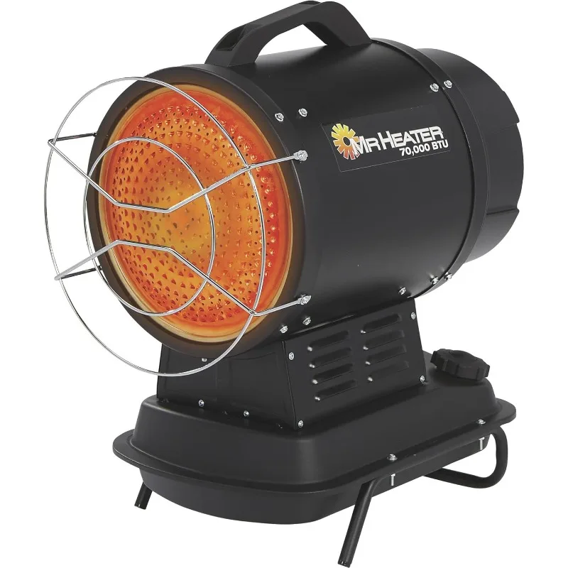 Mr. Heater MH70KTFR 70,000 BTU Portable Kerosene Radiant Heater with Quiet Burner Technology for Jobsites, Workshops