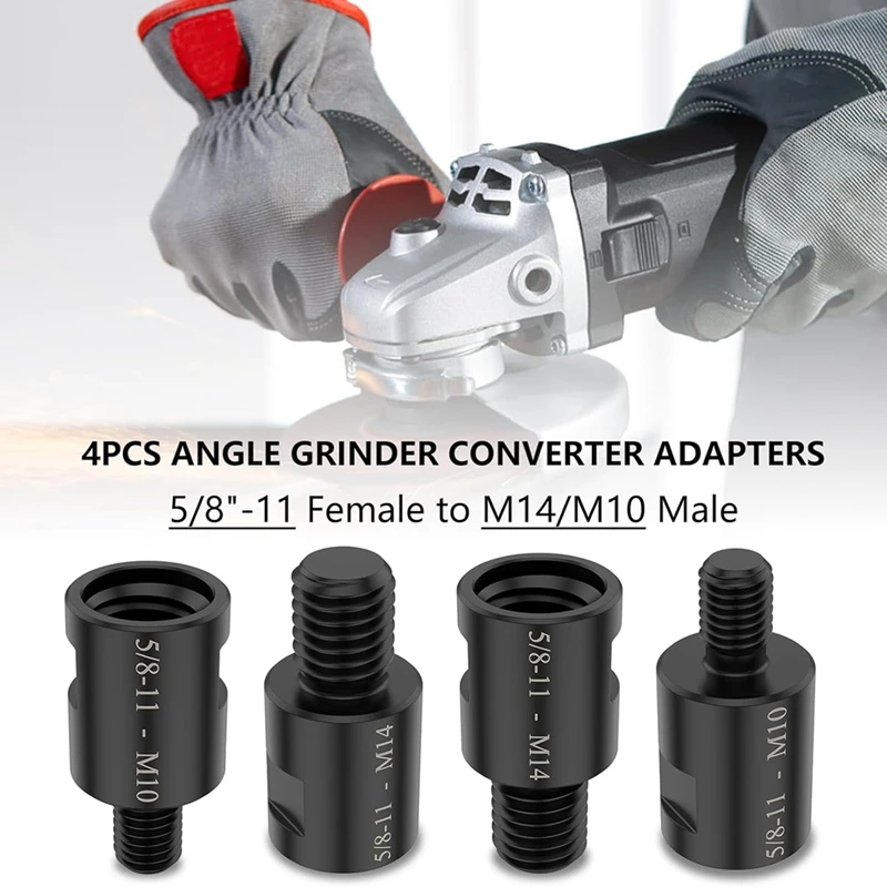 4Pc Angle Grinder Converter Adapters,5/8In-11 Female To M14/M10 Male Thread Adapter,For Angle Grinder Polisher Drill Bit