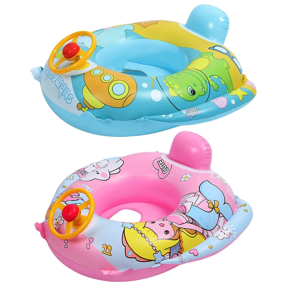 Inflatable Baby Floats Swimming Pool Toys Swimming Circle with Steering Wheel Horn Swim Tubes Rings for Age 6-36 Months Toddler