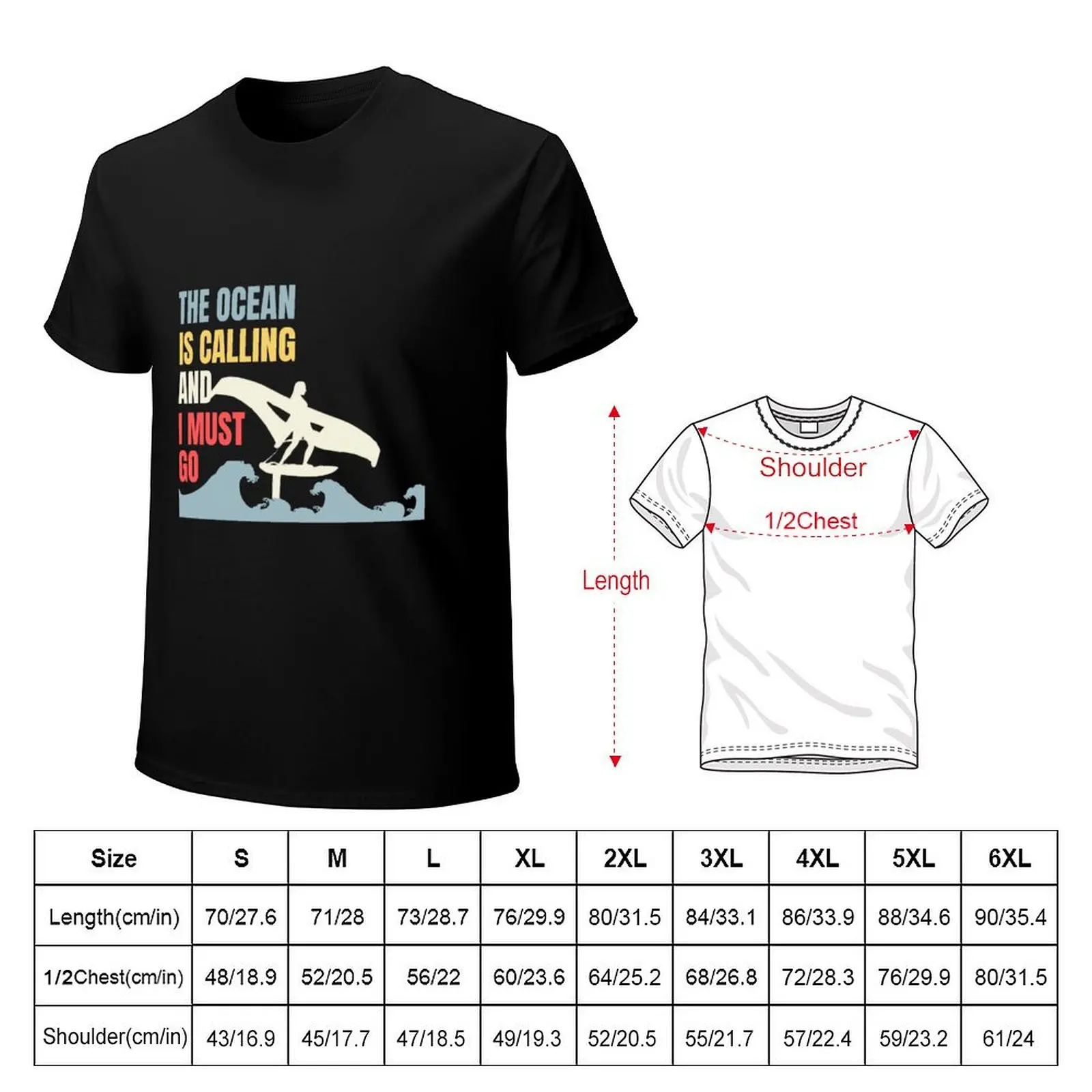 Wing Foiling Wing Surfing The Ocean Is Calling Wingfoil Gift for surfers Wing foiler | T-Shirt Casual Basic Short Sleeve T-Shirt