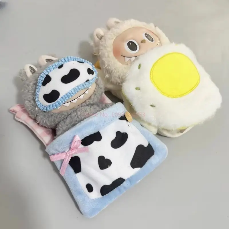 Zestaw pościeli do śpiwora dla lalki Labubu 17 cm, urocze akcesoria do zabawek do odgrywania ról, dekoracje do pokoju dziecięcego, śliczne ubranka dla lalek