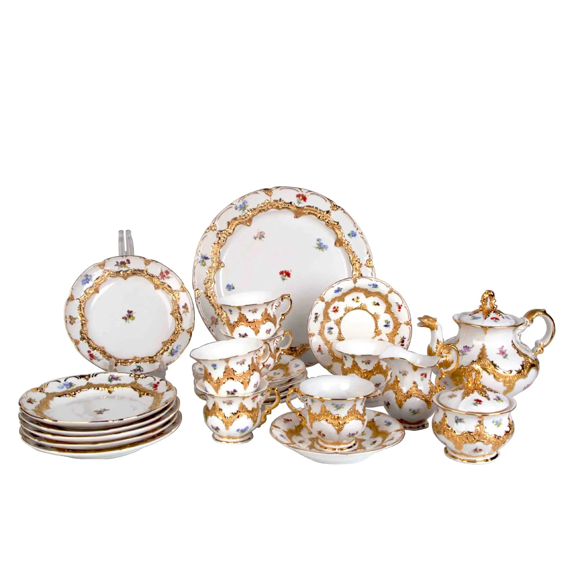 Handmade gilt three-dimensional relief tea set coffee cup saucer