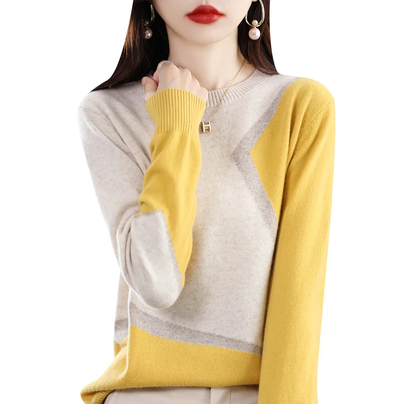 Short 100% Cashmere Sweater Autumn And Winter 2022 New Women\'s Round Neck Korean Western Style Knitted Base