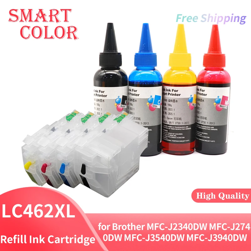 LC462XL Refill Ink Cartridge With Chip and Ink for Brother MFC-J2340DW MFC-J2740DW MFC-J3540DW MFC-J3940DW J2340 J2740 J3540