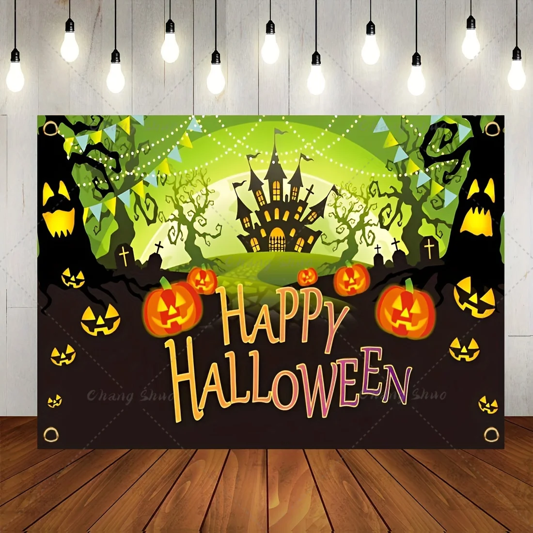 

Laeacco Halloween Backdrops Photography Castle Tomb Pumpkin Witch Party Cartoon Child Photo Background Photocall Photo Studio