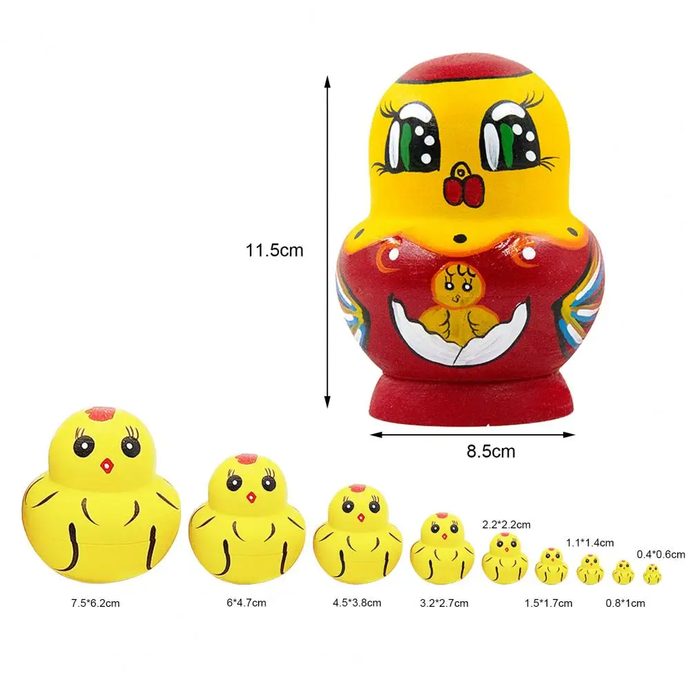 لعبة الماتريوسكا الروسية الخشبية ، الحلي المتداخلة ، تماثيل الفرخ ، فحم الكوك ، رسم المنمنمات ، عشر طبقات #6