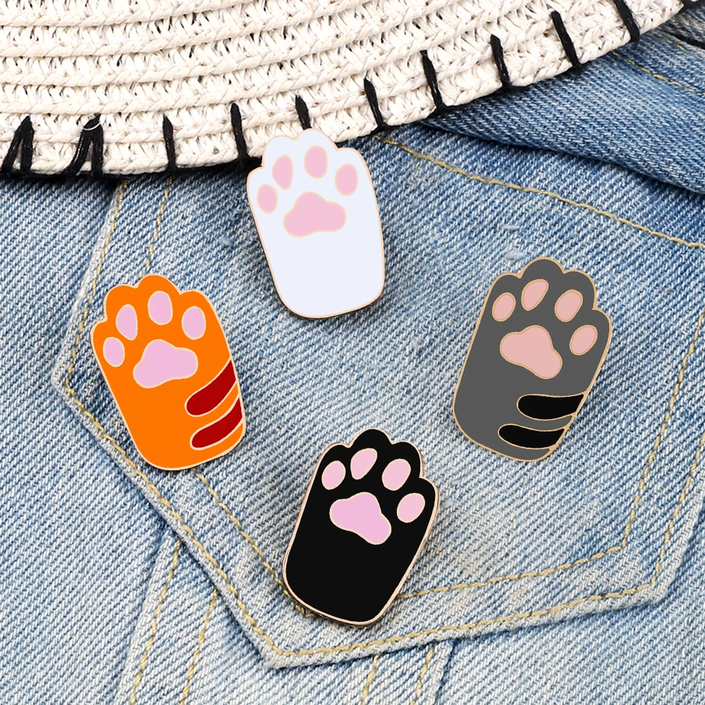 Kawaii Katzenkrallen Broschen Pins für Frauen Männer Niedliche Hundepfote Emaille Mode Hemd Anstecknadel Kinder Cartoon Tiere Abzeichen Schmuck Geschenk