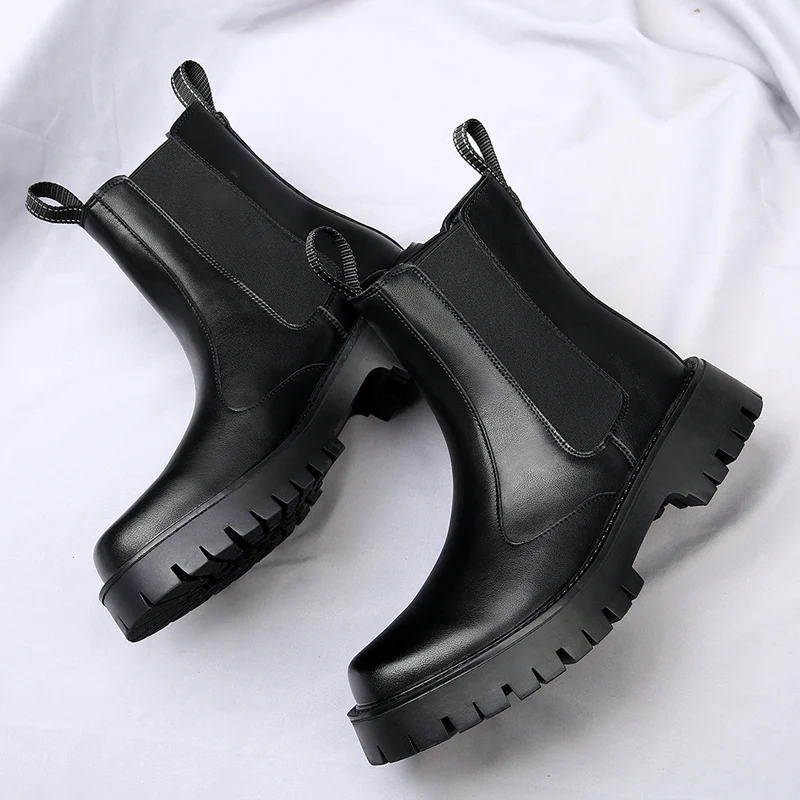Bottines Chelsea pour homme, style britannique, bottines classiques en cuir avec élastique sur le côté, chaussures d'affaires automne-hiver_voghion.com