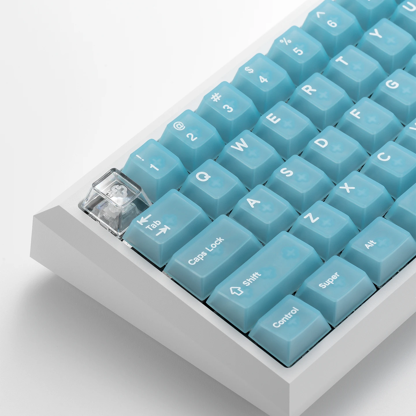 142 Tasten Hellblaue Transparente Tastenkappen Cherry-Profil Durchscheinende PC-Tastenkappen Maßgefertigt für MX-Schalter Mechanische Tastatur