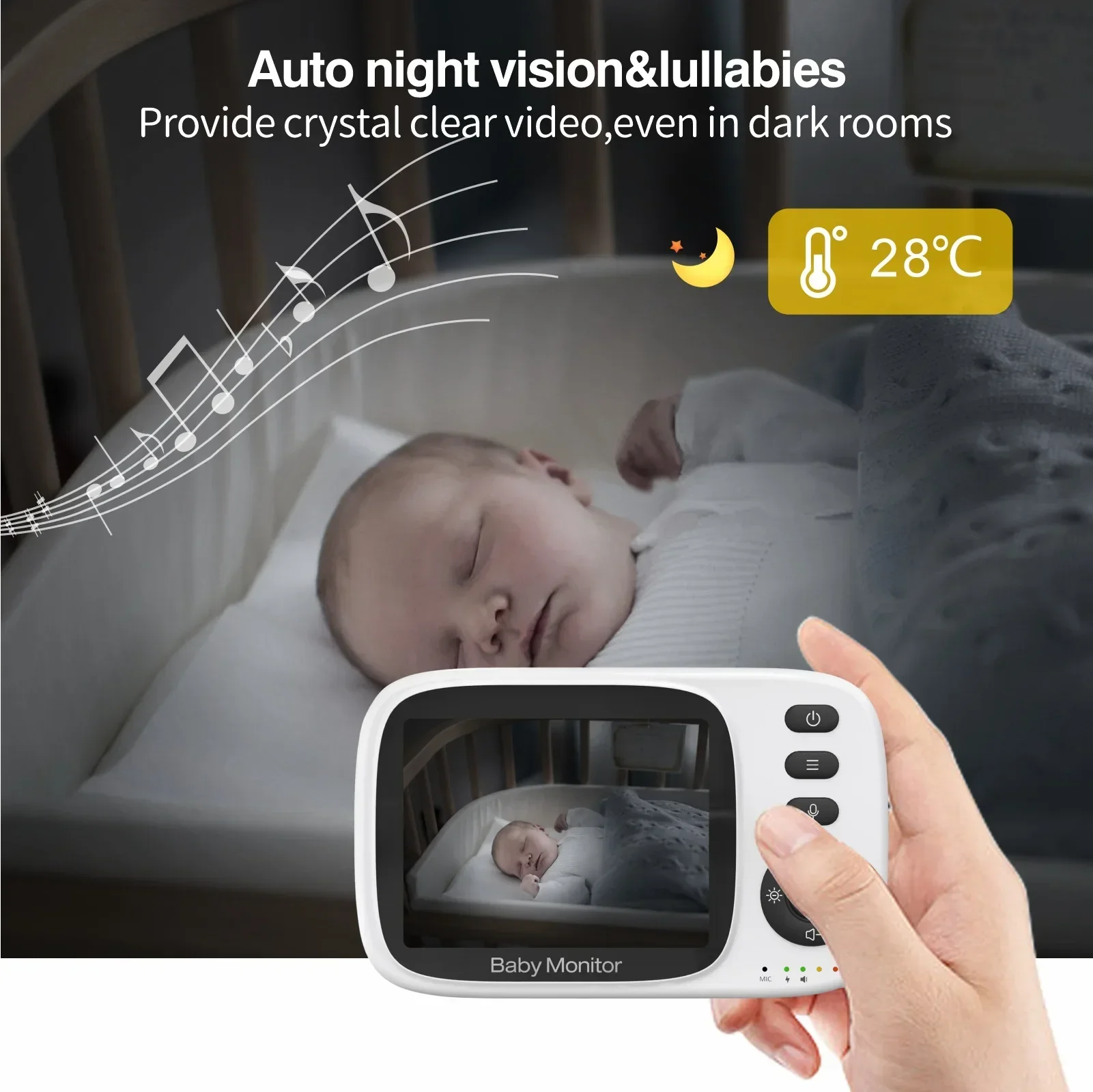 MC632A Portable Two-way Audio WiFi Video Baby Sleep Mon itor with Camera and Night Vision