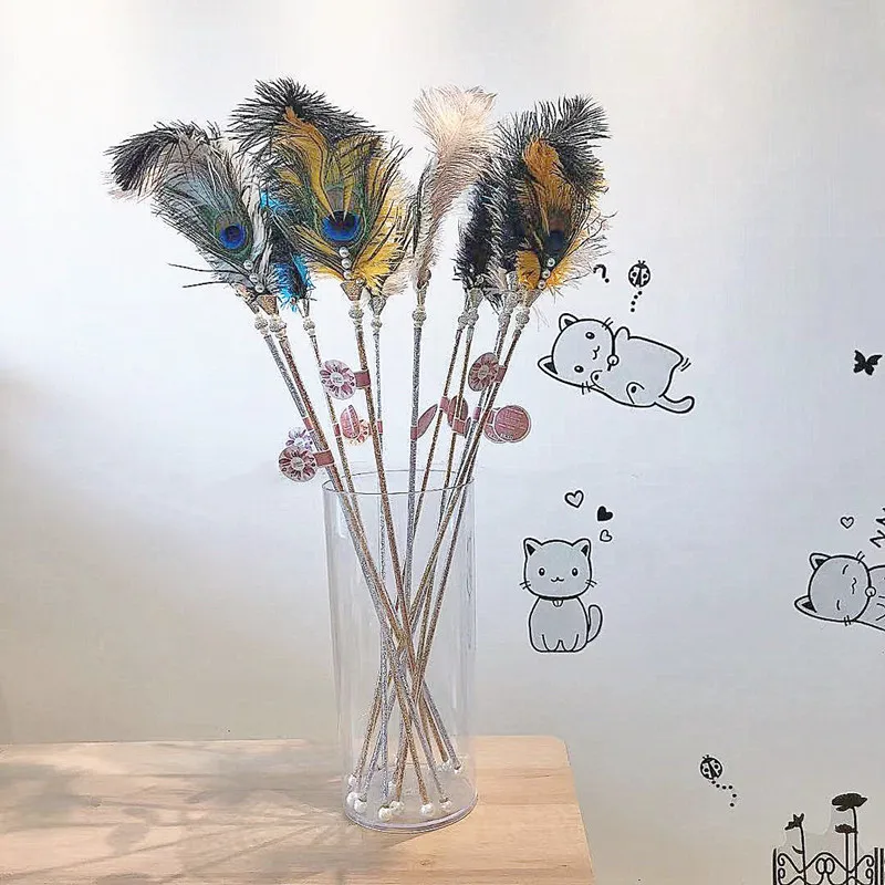 

Игрушки для кошек, новая забавная кошачья палочка, страус + перо павлина, забавная игрушка для кошек, интерактивная игрушка с колокольчиком, товары для домашних животных, оптовая продажа