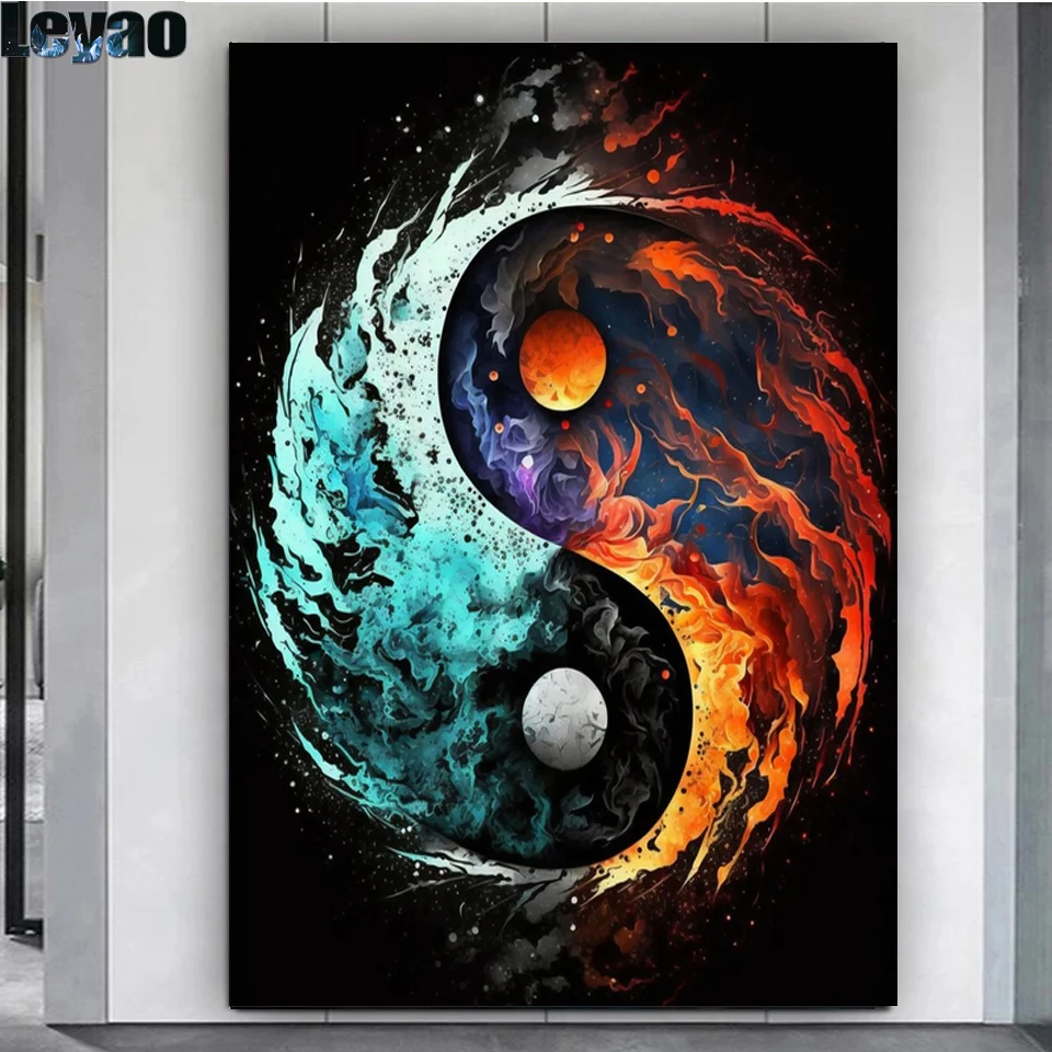 Ying Yang Diamond Painting Tai Chi Landscapes 5D Diamond Art Full Drill Cross Stitch Mosaic Kits Animal Tree Rhinestone Pictures