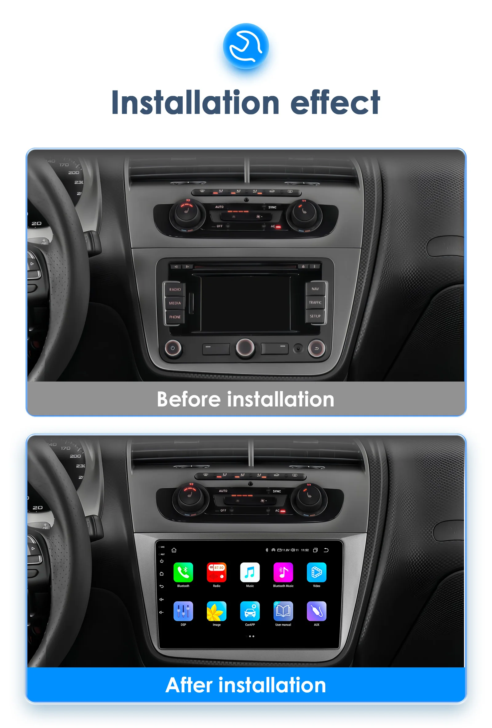 Hizpo Android 13 Auto Multimedia For Seat Altea 2004-2015 Toledo 2004-2009 Car Radio Car CarPlay GPS 2 Din Navigation Head Unit