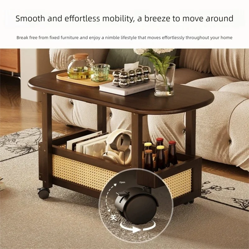 Movable Side Table Desk Coffee Table With Wheels Living Room Furniture Home Tea Table Basse Muebles Mesa Plegable Escrivaninha