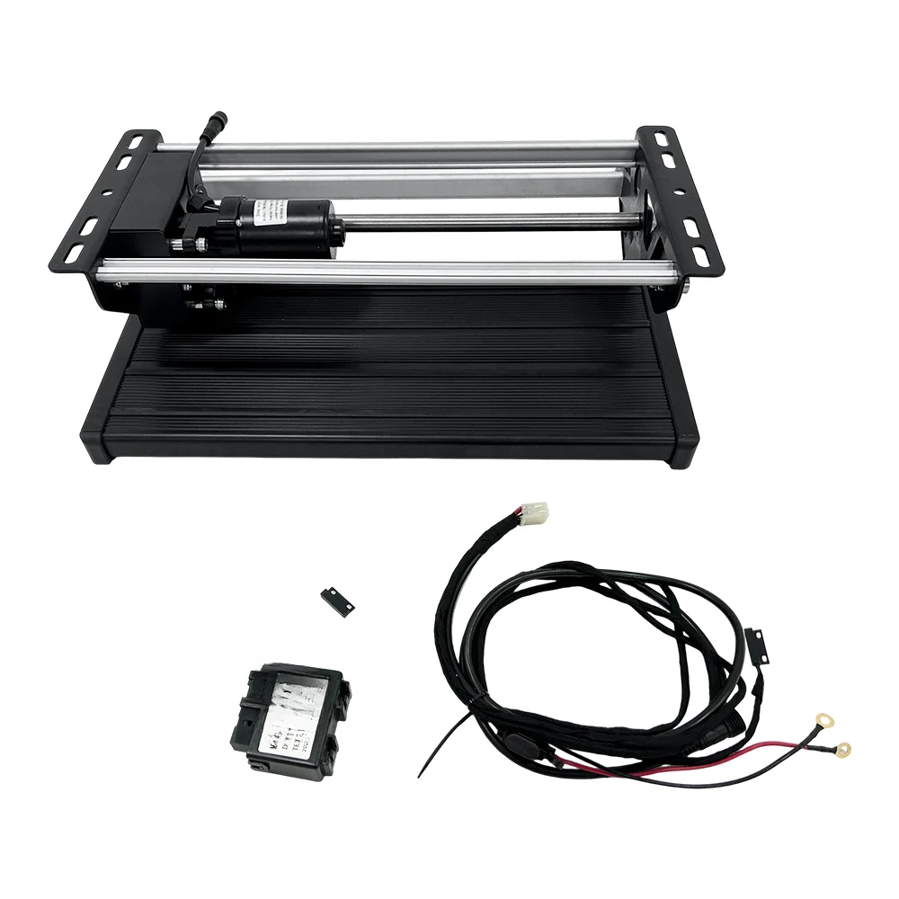 Folding aluminum electric pedals for RVs, campers, station wagons, trailers