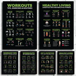 Bodybuilding Exercise Workout Healthy Living Diet Nutrition Poster Canvas Painting Wall Art For Gym Living Room Home Decoration