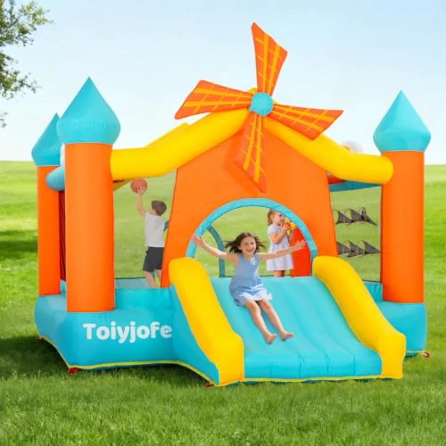 

Windmill Bounce House for Big 310 Large Inflatable Castle with Slide Games Educational Hopscotch Floor Fits 34 10FT x 12.5FT x