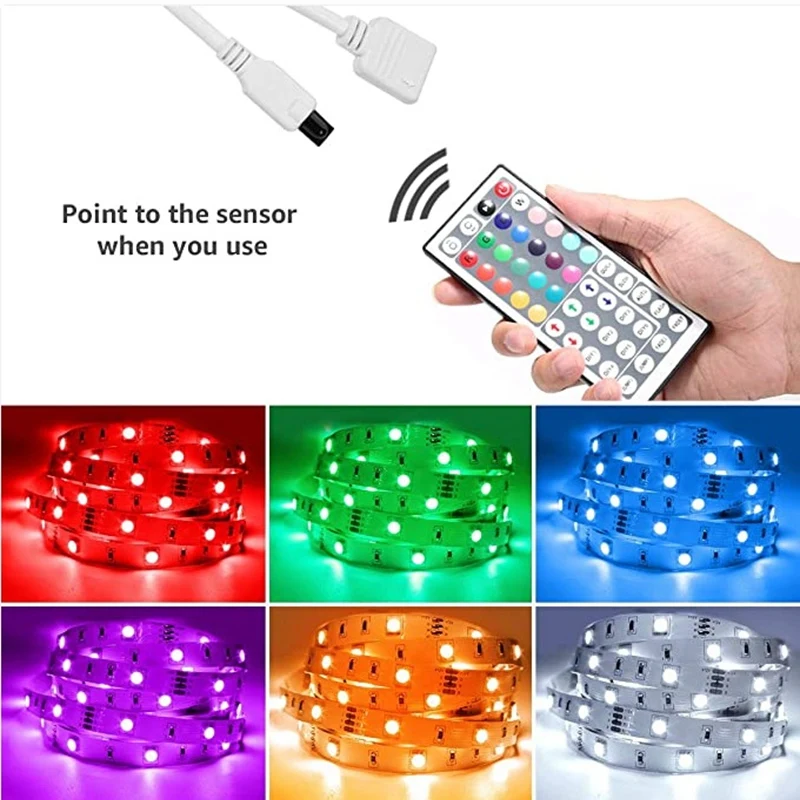 10M RGB Light Strip 3528 600LED Flexible LED Strip Light With 44 Key Remote+Controller For Christmas Living Room Bedroom