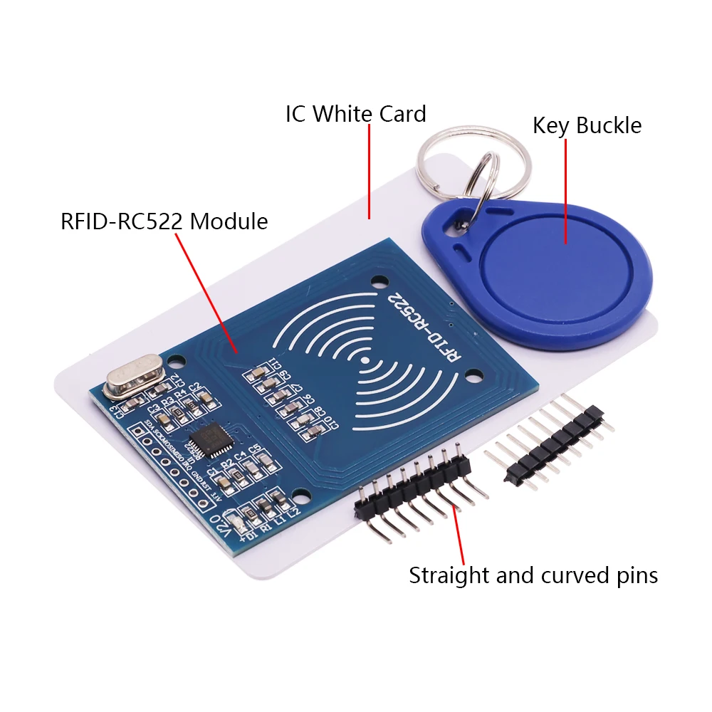 Módulo sem fio RFID IC para Arduino, MFRC-522, RC-522, RC522, chave, SPI, gravador, leitor, cartão IC, módulo de proximidade