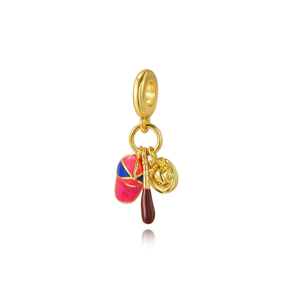 European and American fashion creation sense sports wind oil drip football baseball large hole beaded bracelet necklace pendant