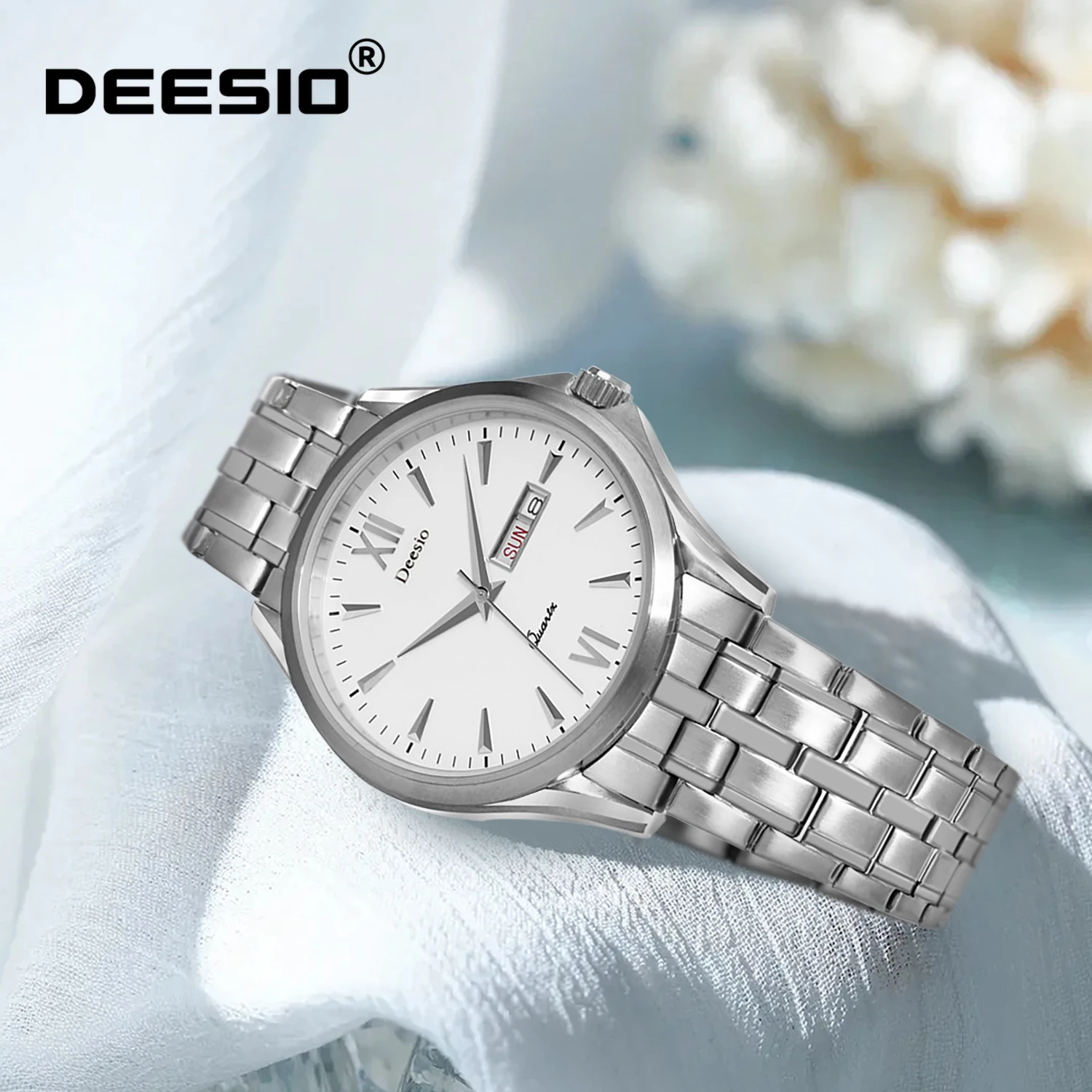 

Deesio Мужские спортивные часы с хронографом из нержавеющей стали Водонепроницаемые японские GM02-3H Кварцевые часы Повседневные наручные часы с двойным календарем