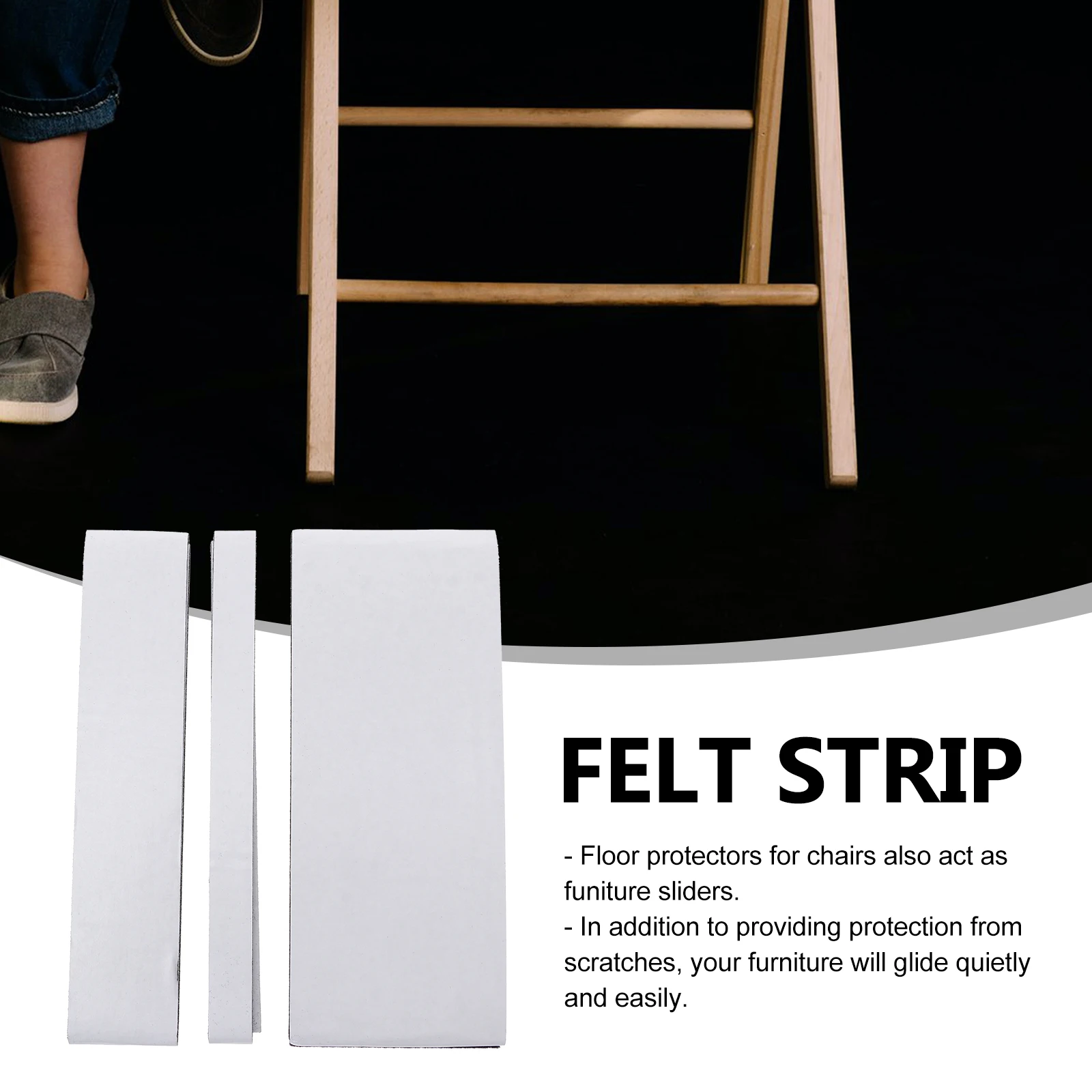

3 Rolls Self-Adhesive Felt Strips Legs Floor Protection Pads Stickers for Chairs Anti-Slip Furniture Protection