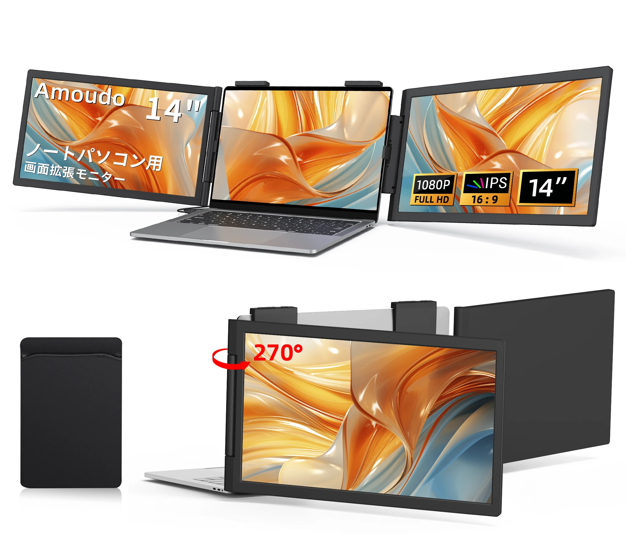 yZ[zAmoudo 14 C` fA bvgbv j^[ 1920*1080P IPS |[^u gv j^[ USB-C |[gt 14-16.5 C` bvgbv Windows/Mac Xbox p