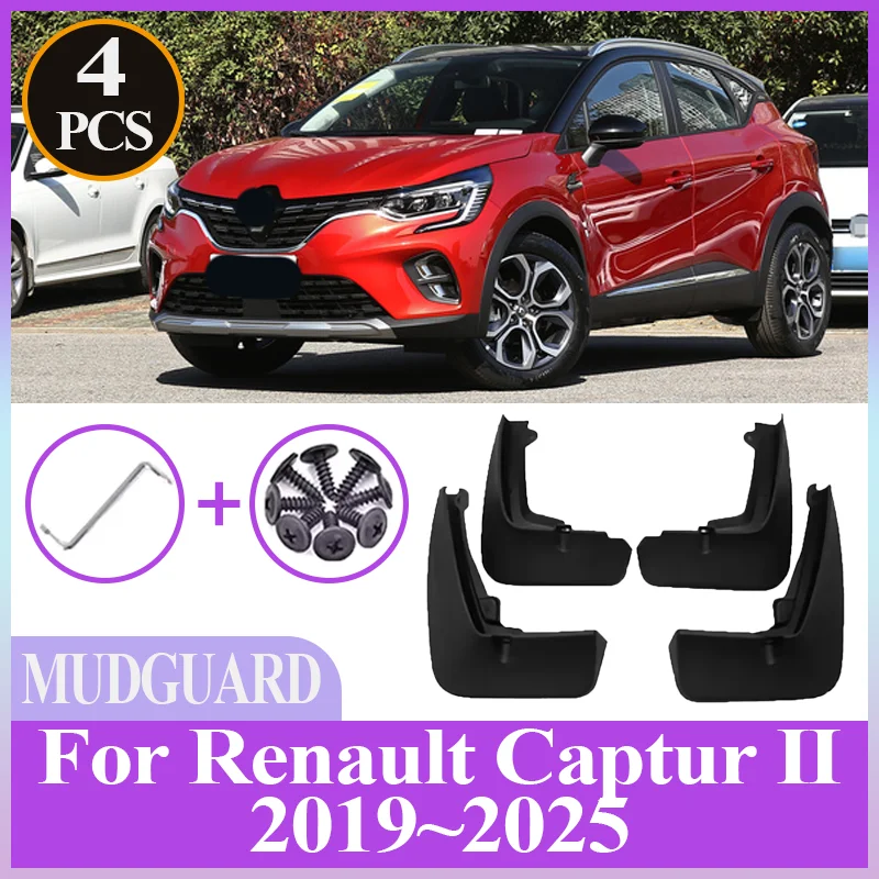 

4PCS For Renault Captur II MK2 2019~2025 2024 Car Mudflaps Front Rear Fender Wheel Cover Guard Mudguard Splash Guard Accessories