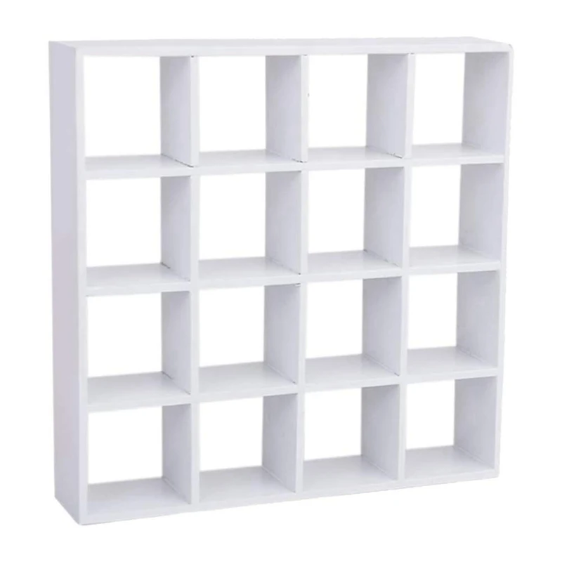 Étagères de rangement en bois miniatures, maison de courses 1: 12, T1, 16 grilles, blanc, étagère de rangement, beurre, décor de meubles de maison, facile à utiliser