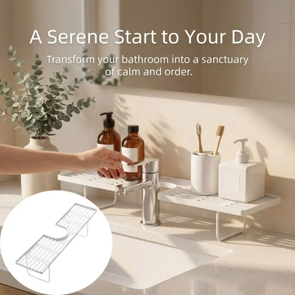 Fashion Universal Bathroom Storage Rack Water Drainage Non-punching Faucet Storage Shelf Mesh Counter Organizer Household