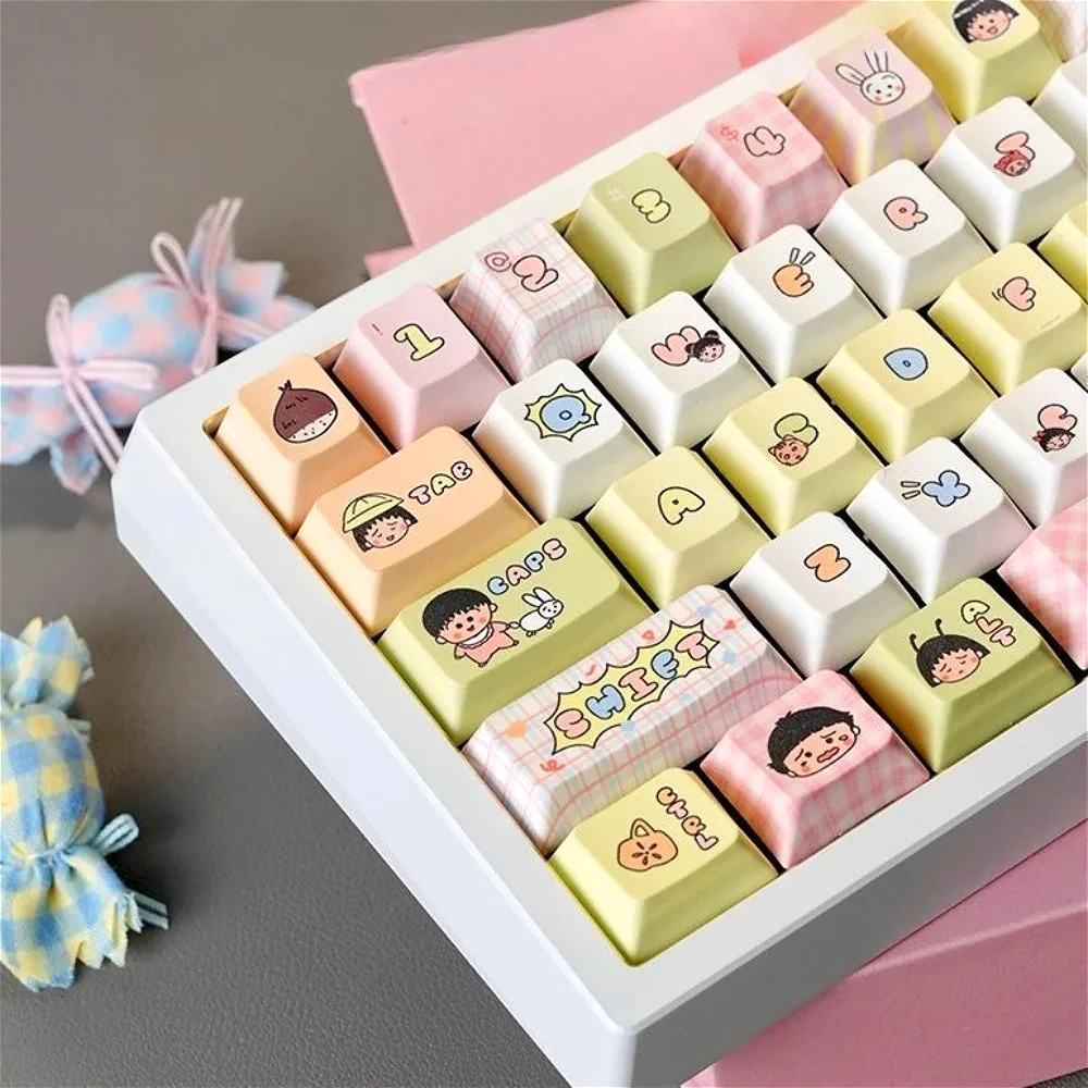 

Little Maruko Cute Keycap PBT 130 Key Cherry MOA Anime Cartoon Theme Suitable for Mx Gateron Kailh Switch Mechanical Keyboard