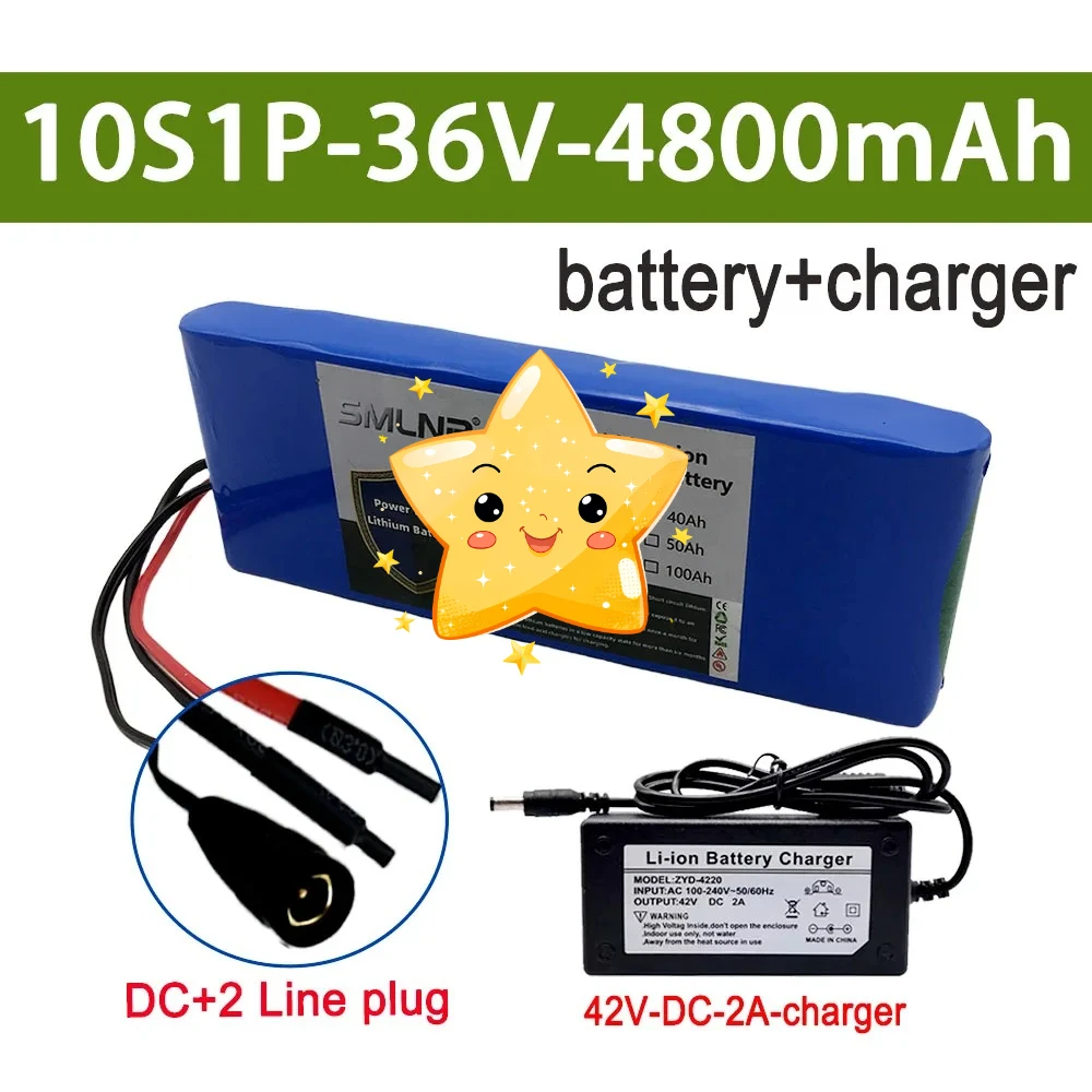

18650 10S1P 36V 4800mAh Battery Pack Lithium Rechargeable Batteries Electric Car Bicycle Scooter 20A BMS 500W