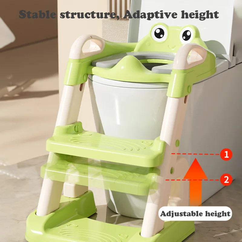 Asiento de inodoro portátil para niños, orinal de rana de dibujos animados, orinal para bebé, escalera de entrenamiento, orinal para niños